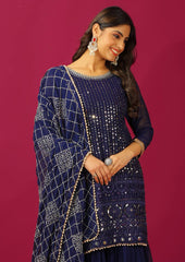 Beautiful Georgette Blue Color Sharara Suit Beautiful Georgette Blue Color Sharara Suit