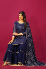 Beautiful Georgette Blue Color Sharara Suit Beautiful Georgette Blue Color Sharara Suit