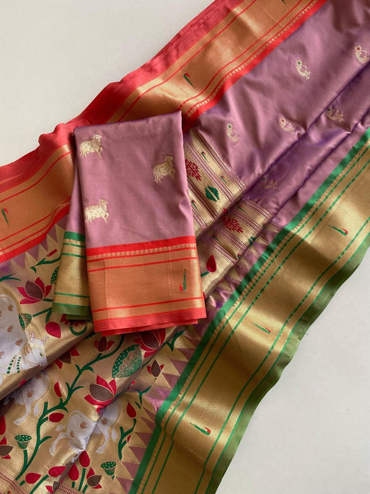 Adorable Paithani Weaving Baby Pink Color Saree