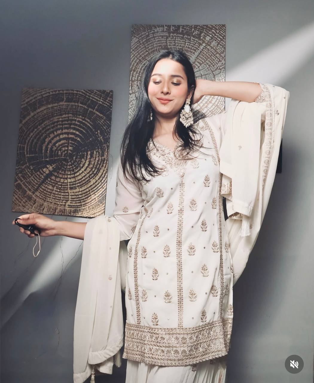 Classic Embroidery Work White Color Sharara Suit