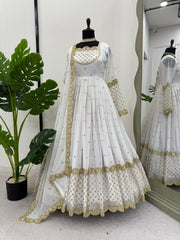 Attractive Georgette White Color Long Gown Attractive Georgette White Color Long Gown