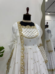 Attractive Georgette White Color Long Gown Attractive Georgette White Color Long Gown