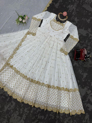 Attractive Georgette White Color Long Gown Attractive Georgette White Color Long Gown