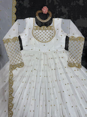 Attractive Georgette White Color Long Gown Attractive Georgette White Color Long Gown