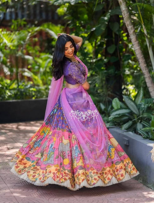 Occasion Wear Cotton Purple Multi Color Lehenga Choli