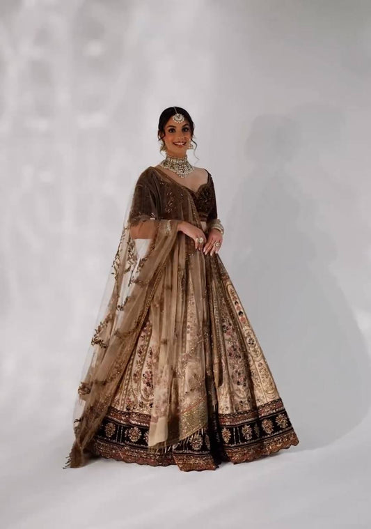 Luxuriant Beige Color Kasturi Silk Lehenga Choli