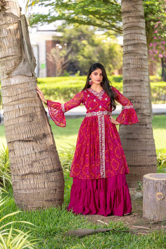 Glorious Thread Work Pink Color Top With Lehenga