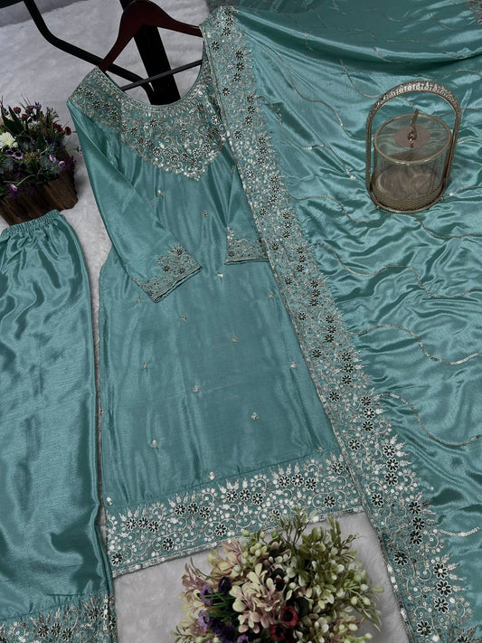 Exotic Sequence Work Sky Blue Color Salwar Suit