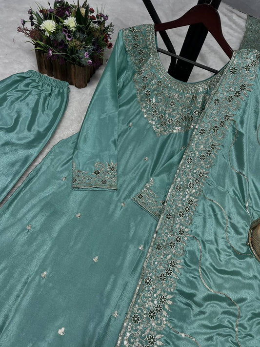 Exotic Sequence Work Sky Blue Color Salwar Suit