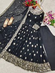 Beautiful Georgette Sequence Work Black Color Gown Beautiful Georgette Sequence Work Black Color Gown