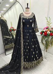 Beautiful Georgette Sequence Work Black Color Gown Beautiful Georgette Sequence Work Black Color Gown