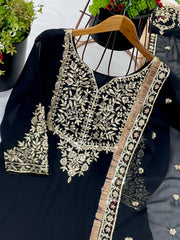 Occasion Wear Georgette Black Color Sharara Suit Occasion Wear Georgette Black Color Sharara Suit