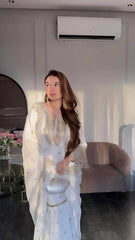 Flattering Chinnon Silk White Color Sharara Suit Flattering Chinnon Silk White Color Sharara Suit