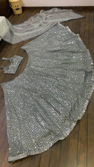 Awesome Sequence Work Silver Color Lehenga Choli Awesome Sequence Work Silver Color Lehenga Choli