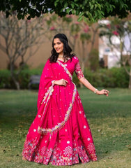Wonderful Chinon Pink Color Sequence Work Lehenga Choli Wonderful Chinon Pink Color Sequence Work Lehenga Choli