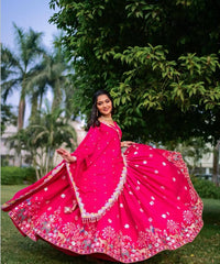 Wonderful Chinon Pink Color Sequence Work Lehenga Choli Wonderful Chinon Pink Color Sequence Work Lehenga Choli