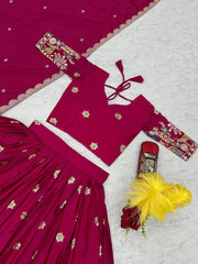 Wonderful Chinon Pink Color Sequence Work Lehenga Choli Wonderful Chinon Pink Color Sequence Work Lehenga Choli