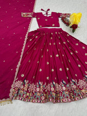 Wonderful Chinon Pink Color Sequence Work Lehenga Choli Wonderful Chinon Pink Color Sequence Work Lehenga Choli