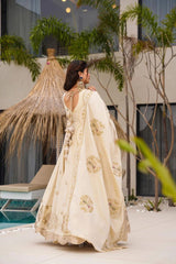 Eyes Catching Sequnce Work Cream Color Gown Eyes Catching Sequnce Work Cream Color Gown