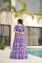 Exclusive Georgette V Neck Purple Color Gown Exclusive Georgette V Neck Purple Color Gown