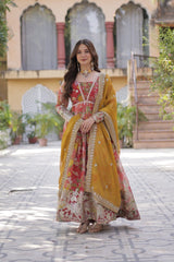 Attractive Digital Printed Red Multicolor Gown Attractive Digital Printed Red Multicolor Gown