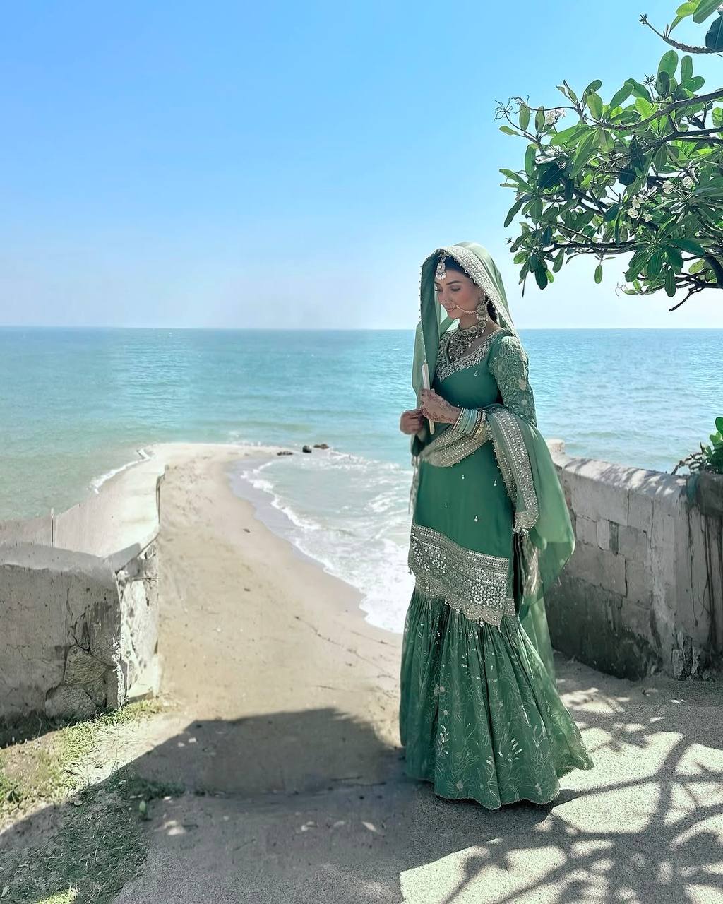 Awesome Embroidery Work Rama Color Sharara Suit