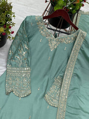 Awesome Embroidery Work Rama Color Sharara Suit Awesome Embroidery Work Rama Color Sharara Suit