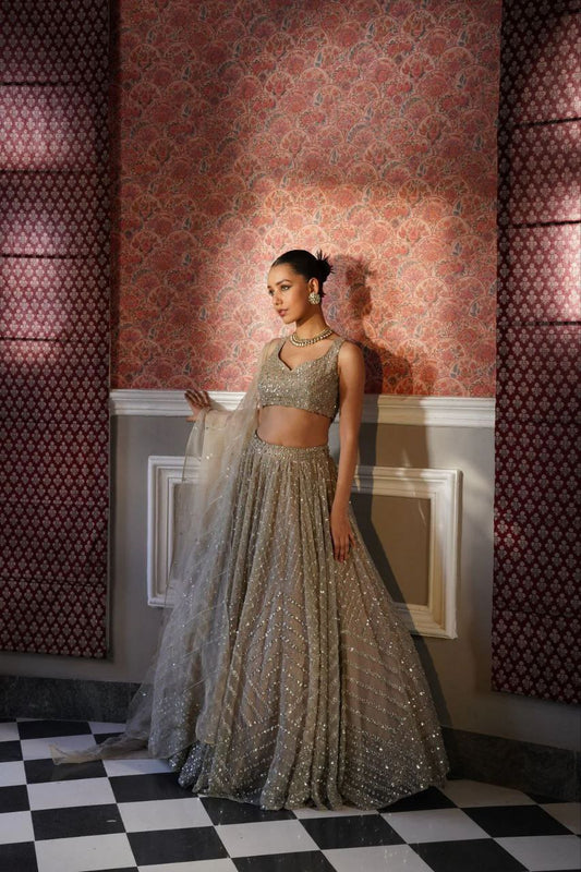 Marriage Special Organza Silk Beige Color Lehenga Choli