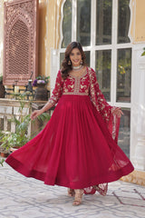 Wonderful Embroidered Work Pink Color Gown With Heavy Dupatta Wonderful Embroidered Work Pink Color Gown With Heavy Dupatta