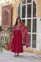 Wonderful Embroidered Work Pink Color Gown With Heavy Dupatta Wonderful Embroidered Work Pink Color Gown With Heavy Dupatta