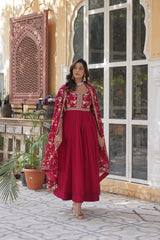 Wonderful Embroidered Work Pink Color Gown With Heavy Dupatta Wonderful Embroidered Work Pink Color Gown With Heavy Dupatta