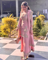Fantastic Heavy Pink Color Sharara Suit Fantastic Heavy Pink Color Sharara Suit