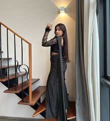 Black Color Embellished Sequence Work Lehenga Saree Black Color Embellished Sequence Work Lehenga Saree