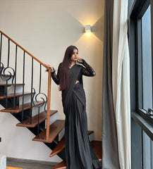 Black Color Embellished Sequence Work Lehenga Saree Black Color Embellished Sequence Work Lehenga Saree