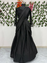 Black Color Embellished Sequence Work Lehenga Saree Black Color Embellished Sequence Work Lehenga Saree