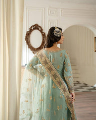 Stunning Sequence Work Sky Blue Color Sharara Suit Stunning Sequence Work Sky Blue Color Sharara Suit