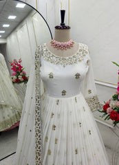 Beautiful Georgette Sequence Work White Color Gown Beautiful Georgette Sequence Work White Color Gown
