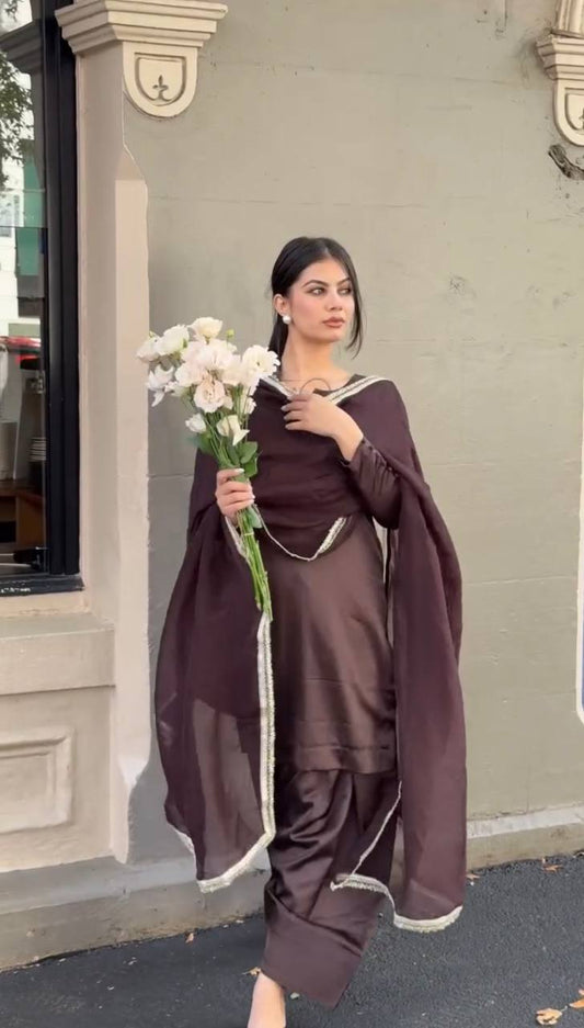 Good Looking Wine Color Plain Patiala Suit