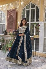 Function Wear Heavy Embroidery Work Navy Blue Color Gown Function Wear Heavy Embroidery Work Navy Blue Color Gown