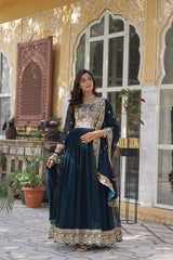 Function Wear Heavy Embroidery Work Navy Blue Color Gown Function Wear Heavy Embroidery Work Navy Blue Color Gown