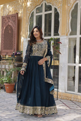 Function Wear Heavy Embroidery Work Navy Blue Color Gown Function Wear Heavy Embroidery Work Navy Blue Color Gown