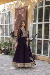 Function Wear Heavy Embroidery Work Wine Color Gown Function Wear Heavy Embroidery Work Wine Color Gown