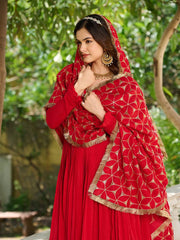 Heavy Sequence Border Work Red Color Long Gown Heavy Sequence Border Work Red Color Long Gown