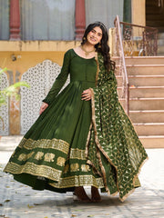 Heavy Sequence Border Work Green Color Long Gown Heavy Sequence Border Work Green Color Long Gown