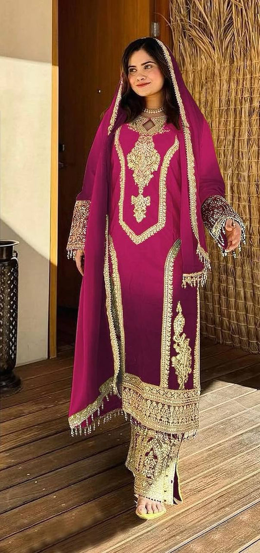 Pink Color Double Shaded Full Stitched Pakistani Suit