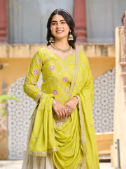 Function Wear White Lehenga With Green Color Kurti Function Wear White Lehenga With Green Color Kurti