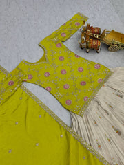 Function Wear White Lehenga With Green Color Kurti Function Wear White Lehenga With Green Color Kurti