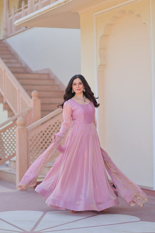 Function Wear Pink Color Gown