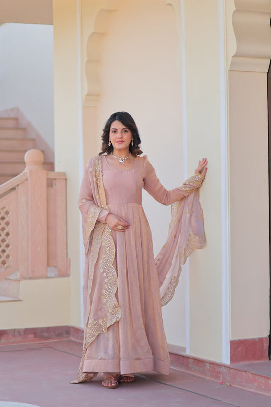 Function Wear Peach Color Gown