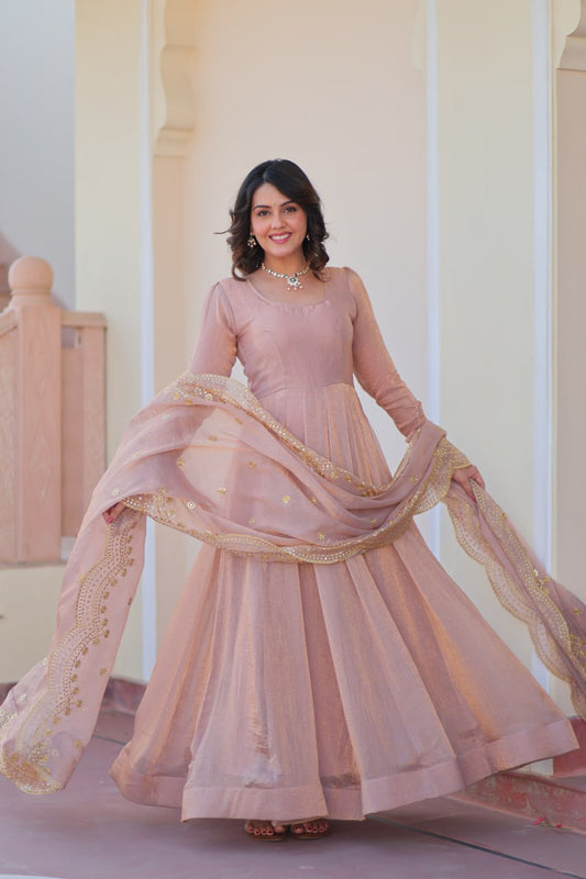 Function Wear Peach Color Gown